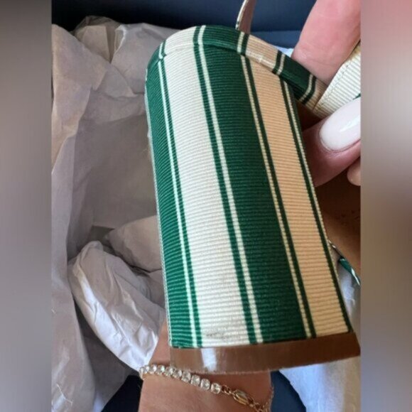 Sezane Editions High Carmela Sandals Green White Stripe Size 11 - Picture 9 of 12